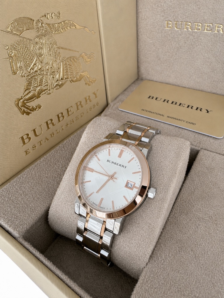 Brand New Burberry Two-Tone Silver And Rose Gold Women's Watch Bu9105